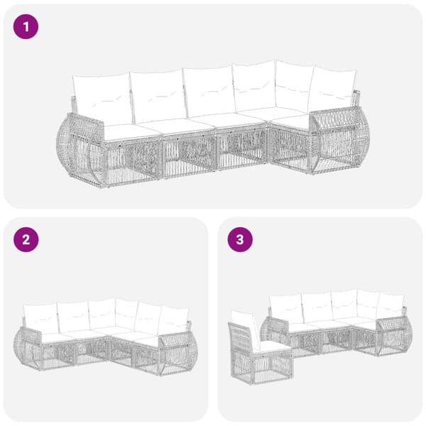 Trädgårdsoffset 5 pcs Grå och mörkgrå konstrotting