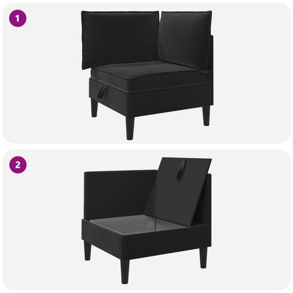 Soffa med förvaring Svart Sammet
