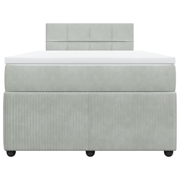 Ramsäng med madrass ljusgrå 120x200 cm sammet