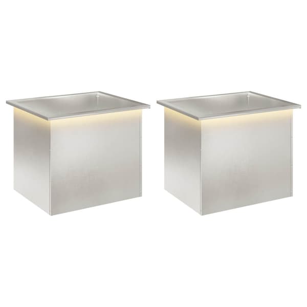 Odlingslåda med LED 2 st Silver 50 x 60 x 48 cm Rostfritt stål