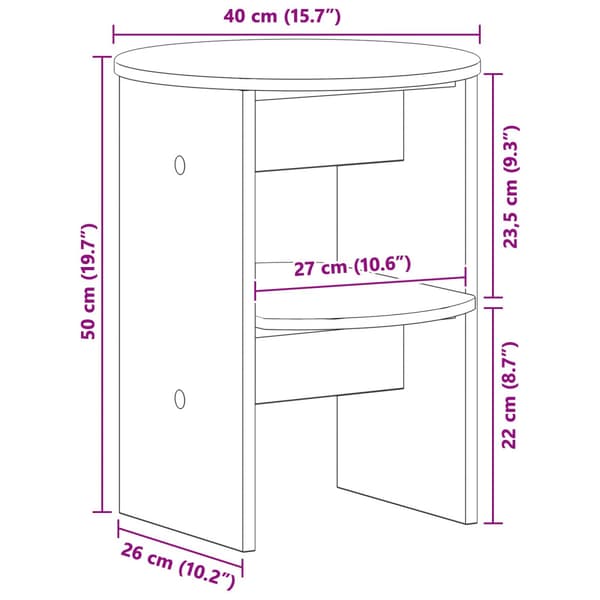 Sidokabinett 2 pcs Vit Ø40 x 50 cm Konstruerat trä