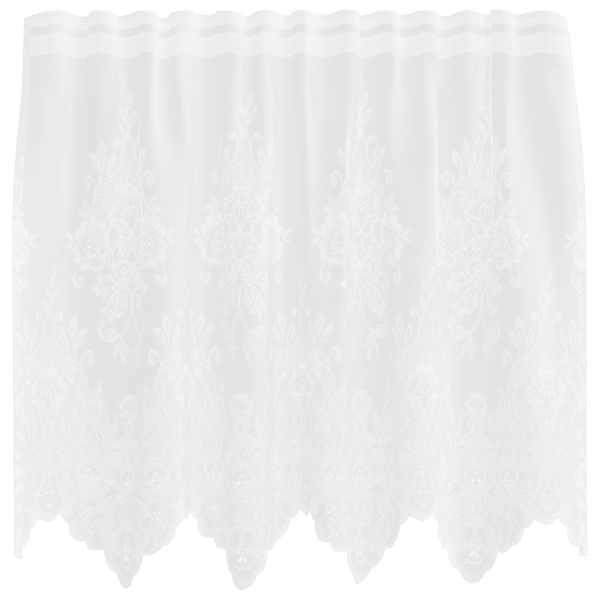 Spetsgardin med gardiner Blommor Vit 100 x 150 cm Polyester