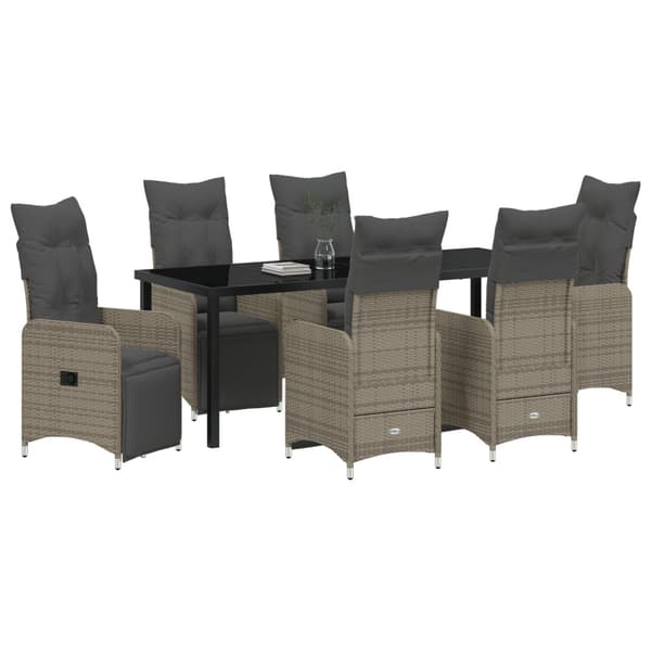 Trädgårdsmöbelset 7 pcs Grå konstrotting