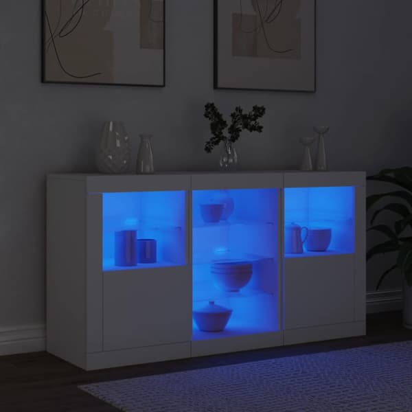 Skänk med LED-belysning vit 123x37x67 cm