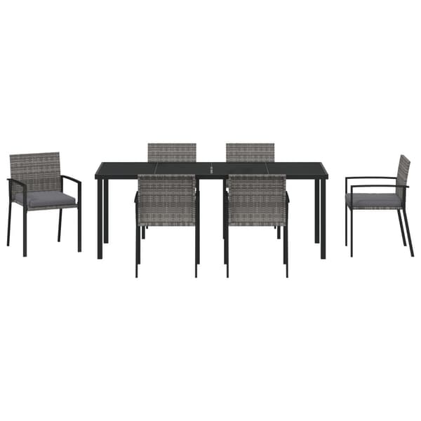 Trädgårdsmöbelset 6 pcs Grå Pulverlackerat stål