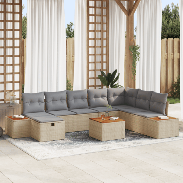 Trädgårdsoffset 9 st Beige konstrotting