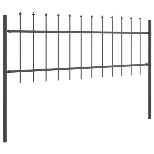 Trädgårdsstängsel 7 pcs Grå 11,9 x 0,6 m Pulverlackerad stål