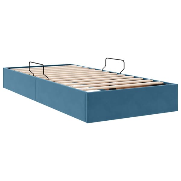 Ottoman Sängram med lagring Mörkblå 90 x 190 cm Sammet