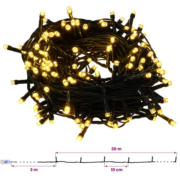 Konstgjord julgran med julkulor 210 cm 300 LED-lampor Varmvit