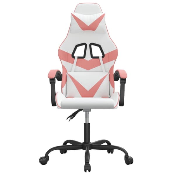 Gamingstol vit och rosa konstläder