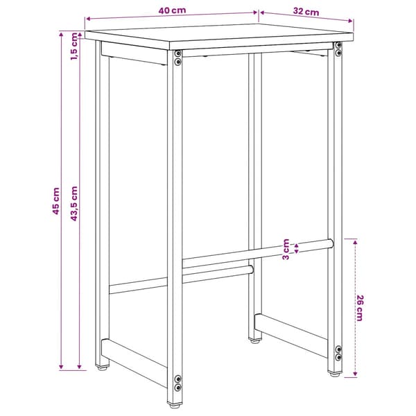 Barpall 2 st Rökt ek 40 x 32 x 64 cm Konstruerat trä