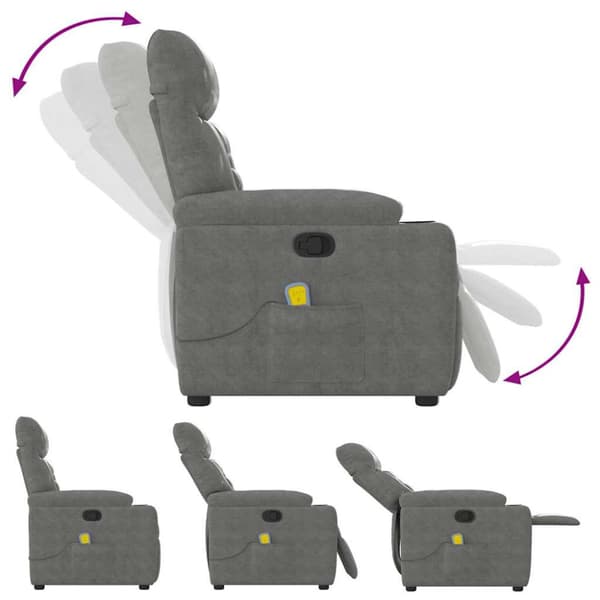 Massagefåtölj mörkgrå mikrofibertyg