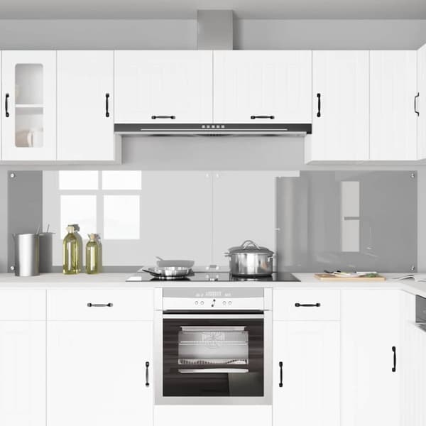 Köksskydd 2 pcs Ljusgrå 120 x 60 cm härdat glas
