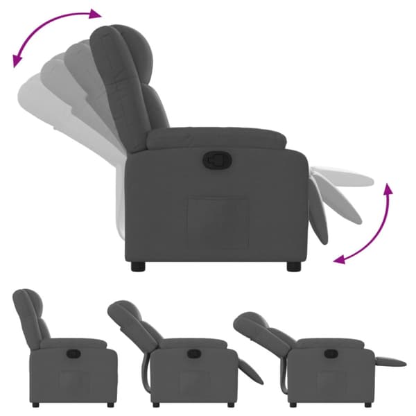 Reclinerfåtölj mörkgrå tyg