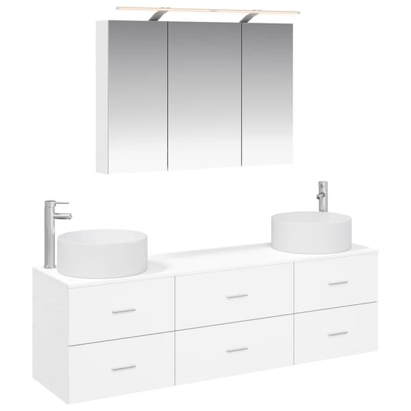 Badrumsmöbelset 4 pcs Vit Konstruerat trä och glas
