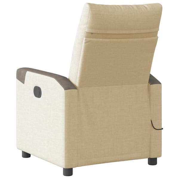 Massagefåtölj gräddvit tyg