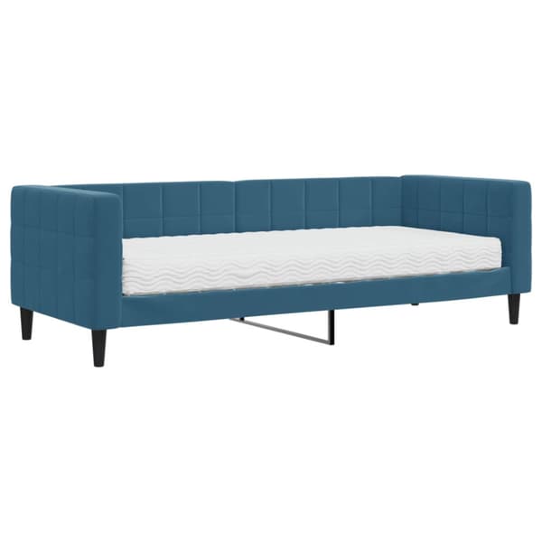 Dagbädd med madrass blå 80x200 cm sammet