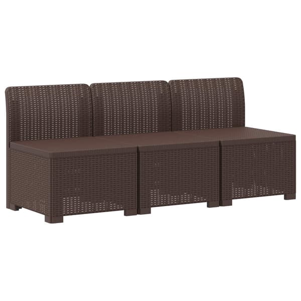 3-sits trädgårdsoffa med kuddar Rattan-look PP Brun
