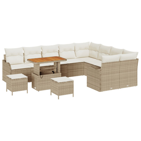Trädgårdsoffset med kudde 12 pcs Beige och gräddfärgad