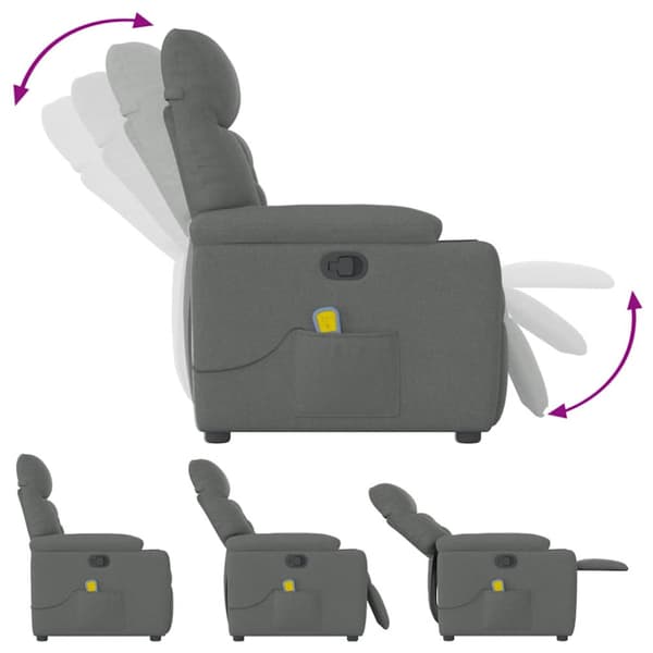 Massagefåtölj mörkgrå tyg