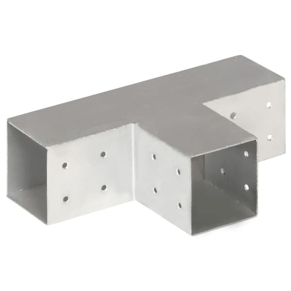 Stolpbeslag 4 st T-form galvaniserad metall 81x81 mm