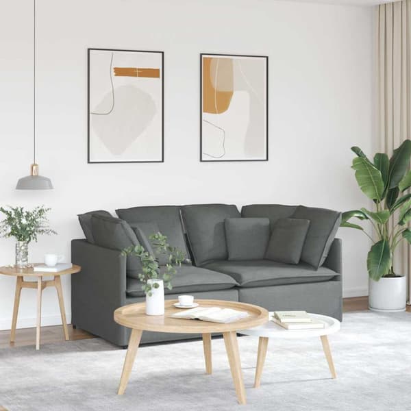 Modulsoffa med dynor i tyg mörkgrå