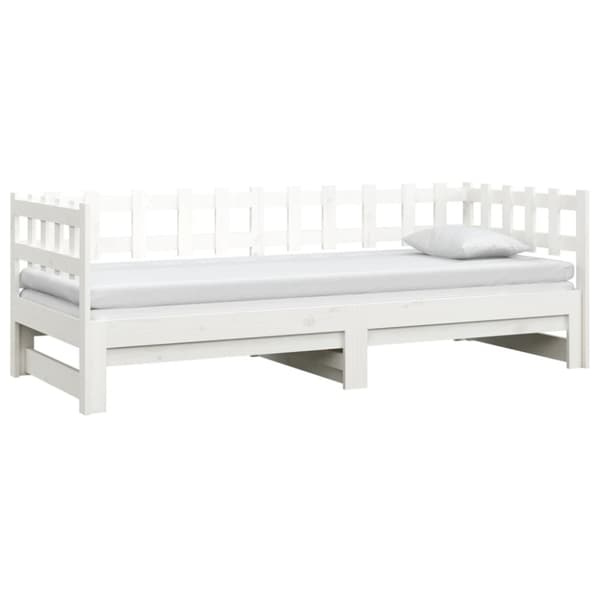 Utdragbar dagbädd vit 2x(90x200) cm massiv furu