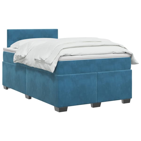 Boxspring säng med madrass och LED Blå 120 x 200 cm Sammet
