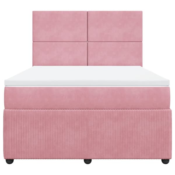 Ramsäng med madrass rosa 140x190 cm sammet