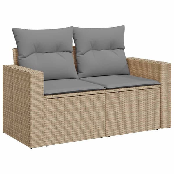 Soffset 6 st Beige och Ljusgrå Poly Rattan och stål