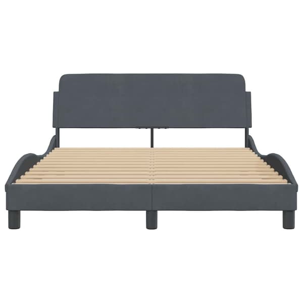 Bed Frame "Dover" Dark Grey 137x190 cm Velvet