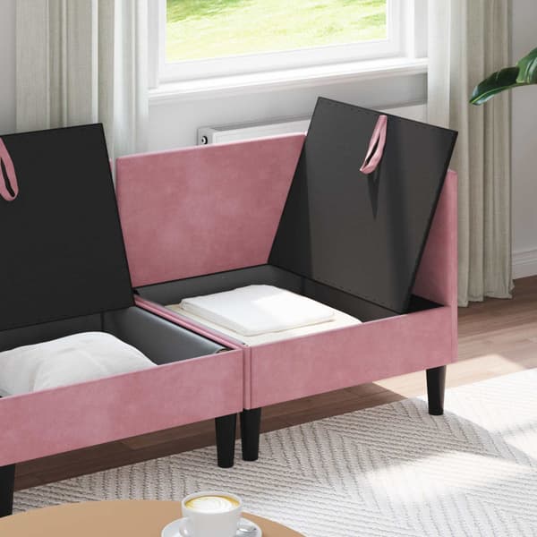 Möbelset för vardagsrummet med kudde 3 pcs Rosa Sammet