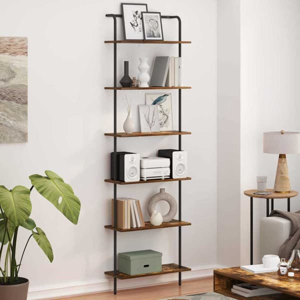 Hyllsystem Rökt ek 60 x 24 x 203 cm Konstruerat trä