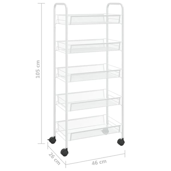 Rullvagn 5 våningar vit 46x26x105 cm järn