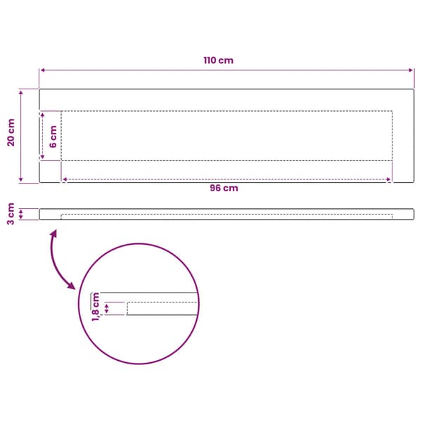 Rektangulärt Bordsskiva 90 x 50 x 3,5 cm Rektangulär Mörkbrun