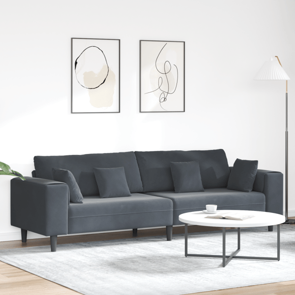 Soffa Mörkgrå 250 x 77 x 76 cm Sammet