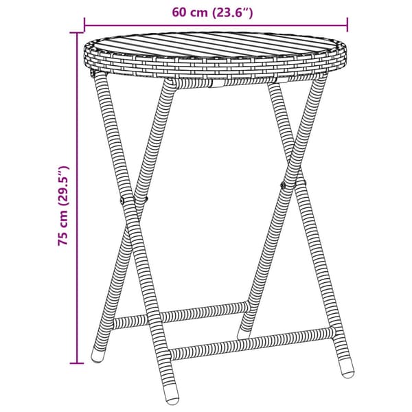 Trädgårds Bistro Set 3 pcs Grå konstrotting