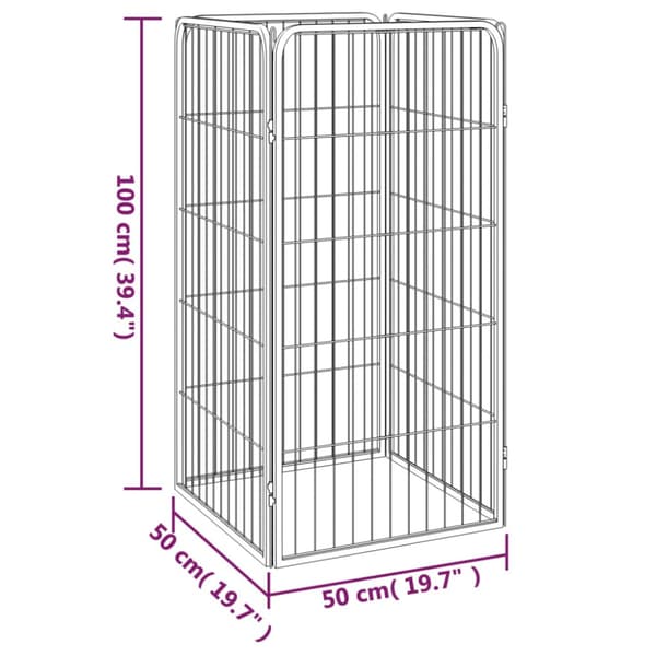 Hundbur 4 paneler svart 50x100 cm pulverlackerat stål