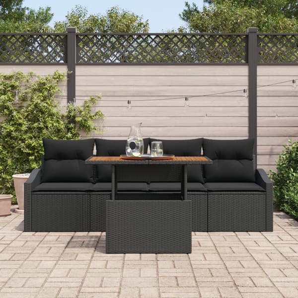 Trädgårdsoffset med lagring 5 pcs Svart Poly rattan