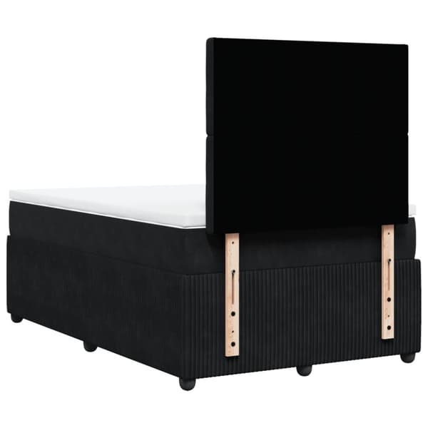 Ramsäng med madrass svart 120x190 cm sammet