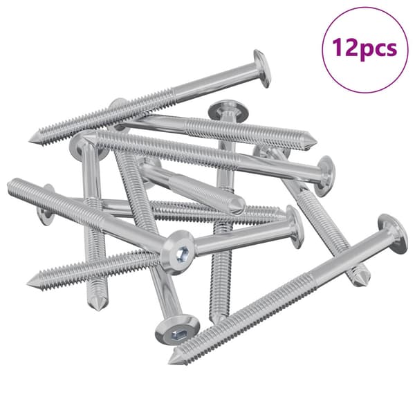Möbelskruvar 12 pcs Silver M6 x 70 mm Stål
