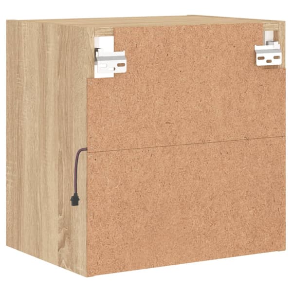 Väggmonterade sängbord med LED-lampor 2 st sonoma-ek