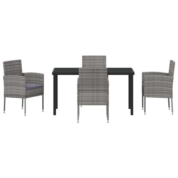 Trädgårdsmöbelset med kudde 5 pcs Grå konstrotting