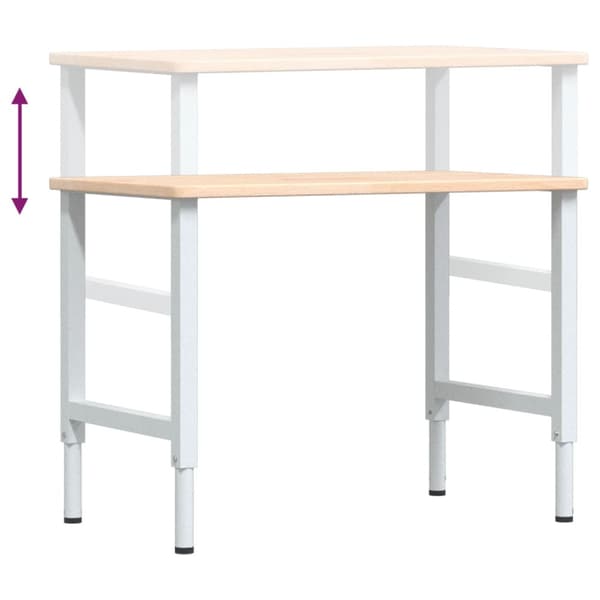 Arbetsbänk 100x60x(71,5-98) cm massiv ek rektangulär
