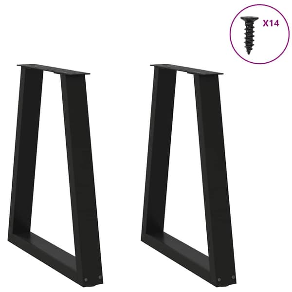Matbordsben V-formade 2 st svarta 50x(72-73,3) cm stål