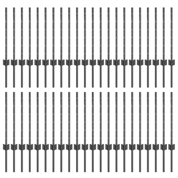 Stängselstolpe 44 pcs Grå 100 cm Stål