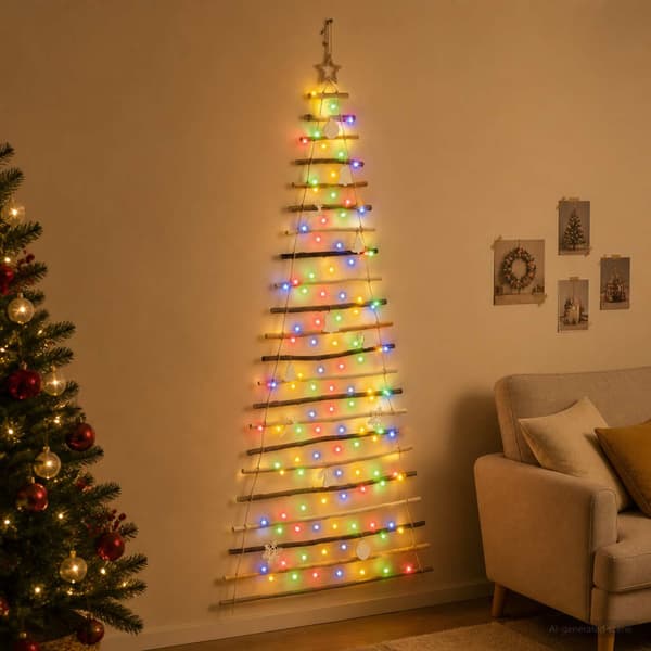Hängande julgran 210 cm 130 LED-lampor Mångfärgad
