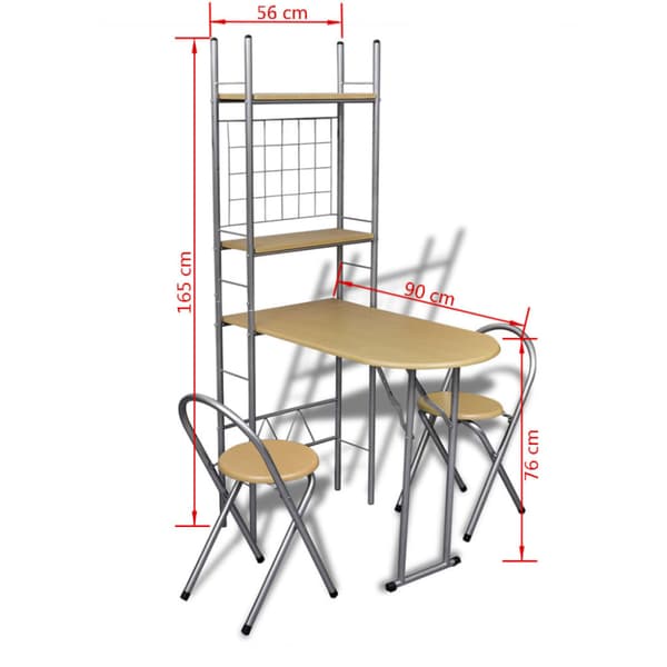 Fällbart frukost bar set med 2 stolar