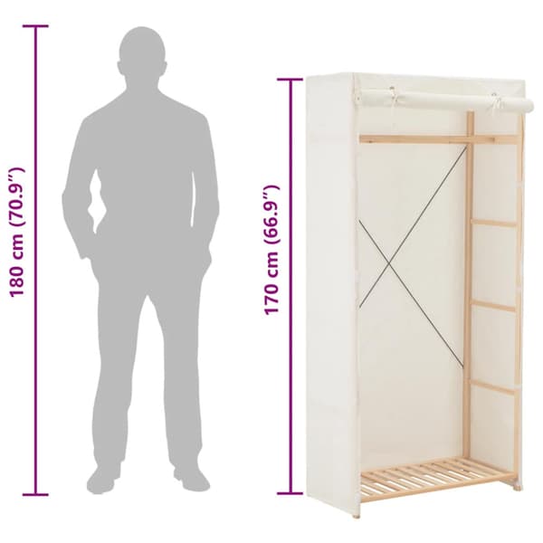 Garderob 79x40x170 cm vit tyg