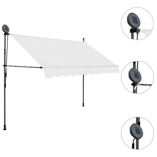 Markis manuellt infällbar med LED 250 cm gräddvit
